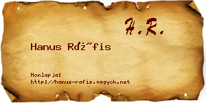 Hanus Ráfis névjegykártya